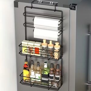 4‎ Tier Refrigerator Side Spice Rack Black, Paper Towel Holders, Kitchen Storage